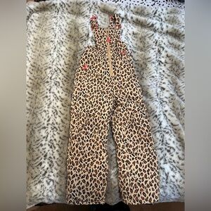Girls Leopard Print Snowsuit Bib Snowsuit Sz Large
